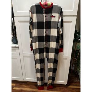 LazyOne Tailgate Adult One Zee Flapjack Pajamas Buffalo Check Christmas Sz M